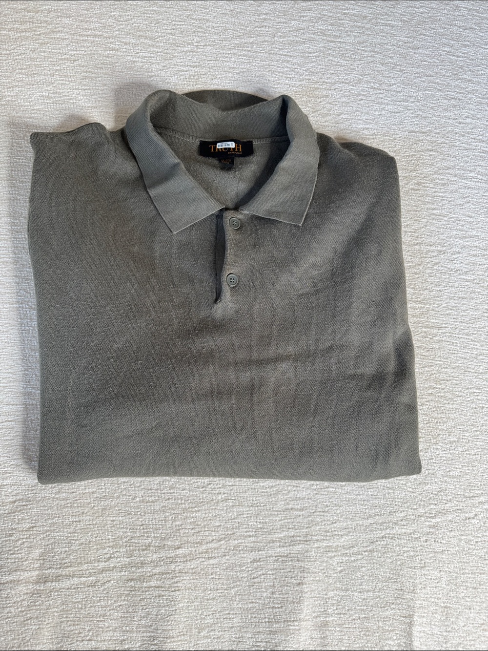 True by Republic Men's Classic Long Sleeve Polo in Heather Gray Size XL